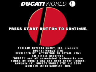 Ducati World Racing Challenge title screen for Playstation